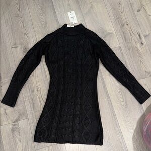 Zara Black Long Sleeve Knit Dress